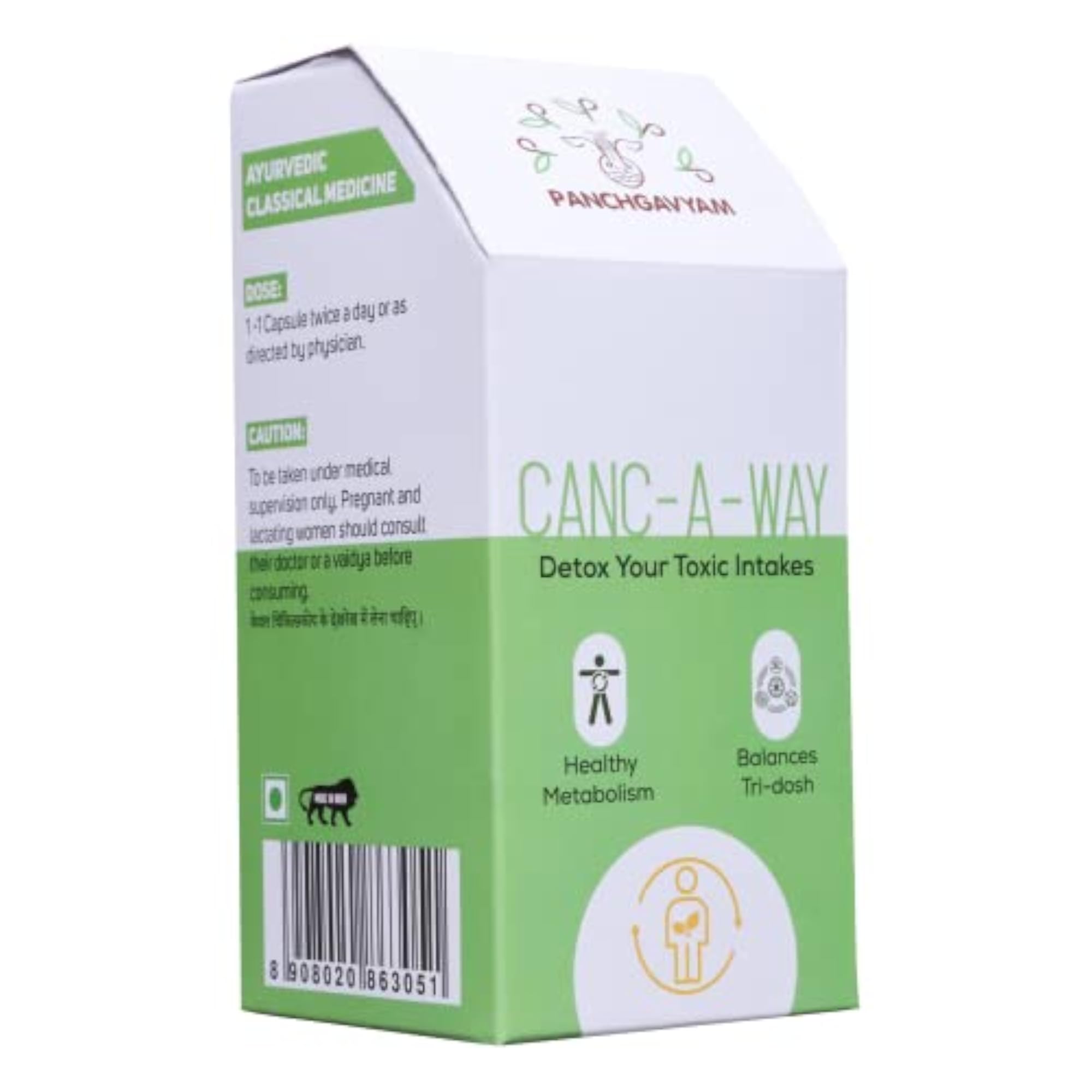 Panchgavya Canc-A-Way Antioxidant Detox Capsules, Ayurvedic